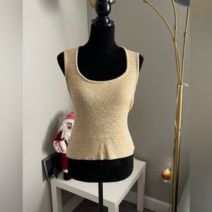 Kalico Women’s Sleeveless Scoop Neck Gold Metallic Knit Top Size Medium